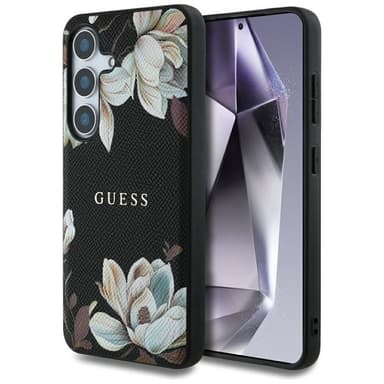 Guess Grained Flower MagSafe skal Samsung Galaxy S25 - Svart