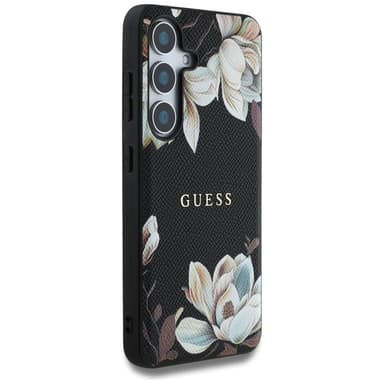 Guess Grained Flower MagSafe skal Samsung Galaxy S25 - Svart