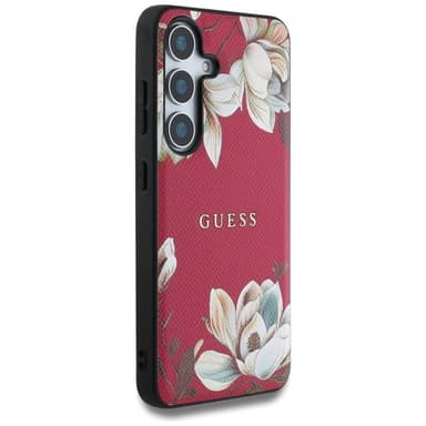Guess Grained Flower MagSafe skal Samsung Galaxy S25 - Fuchsia