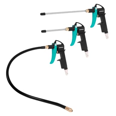 VONROC PRO Luftblåspistol | Tryckluftsdriven | EURO/DIN 7,2 mm | Inkl. Munstycken | För Rengöring av Verkstad, Fordon, Maskiner & Elektronik