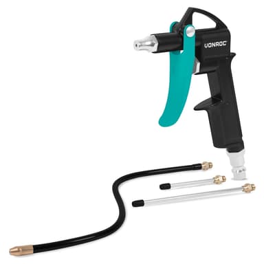 VONROC PRO Luftblåspistol | Tryckluftsdriven | EURO/DIN 7,2 mm | Inkl. Munstycken | För Rengöring av Verkstad, Fordon, Maskiner & Elektronik
