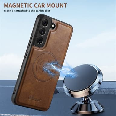 Konstläderskal med magnet och korthållare till Samsung Galaxy S23 - Svart