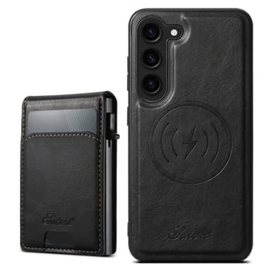 Konstläderskal med magnet och korthållare till Samsung Galaxy S23 - Svart