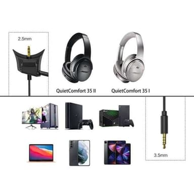 Ljudkabel med Mikrofon till BOSE QC35I / QC35II