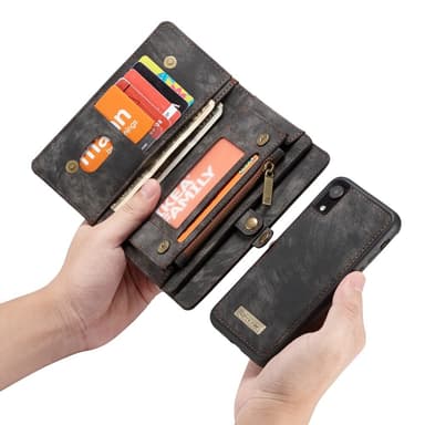 CASEME iPhone XR Retro Split läder plånboksfodral - Grå