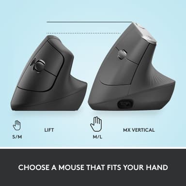 Logitech Lift Vertical trådlös mus (grafit)