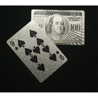 $100 Silver Plast PVC Poker Vattentäta Spelkort Kortlek