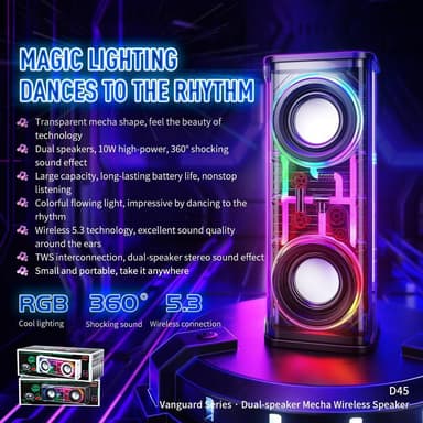 Bluetooth 5.3 Dual Horn RGB Light Trådlös subwoofer Högtalare