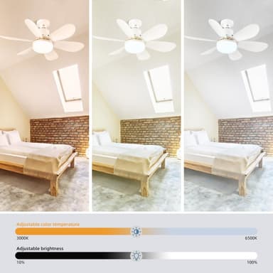 30W Takfläkt E27 lampa 3 färgtemperatur ljus med fjärrkontroll