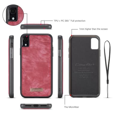 CASEME iPhone XS Max Retro Split läder plånboksfodral - Röd