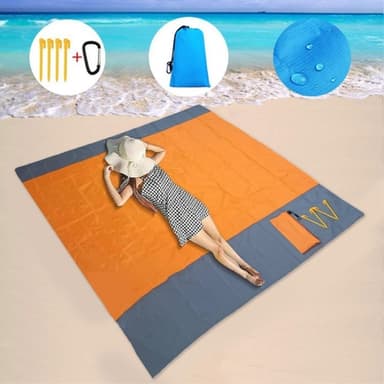 Stor Strandfilt 210x200cm Sandtät Vattentät Lätt Utomhusfilt Orange