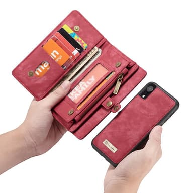 CASEME iPhone XS Max Retro Split läder plånboksfodral - Röd