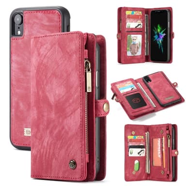 CASEME iPhone XS Max Retro Split läder plånboksfodral - Röd