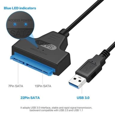 Adapterkabel SATA till USB 3.0 med hög överföringshastighet