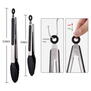 2-pack 23 Cm+31cm Tång Tänger för sallad/pasta/grillning/BBQ Kök Verktyg