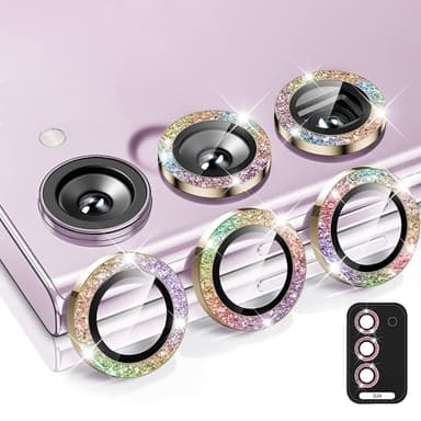 ENKAY Kamera Lins Skydd till Samsung Galaxy S24 Härdat glas Glitter