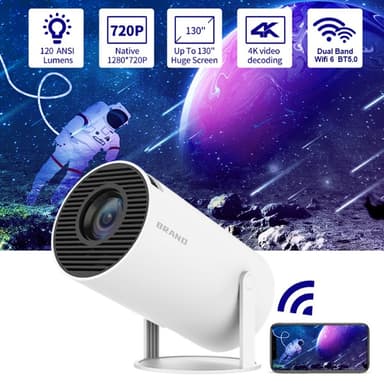 Bärbar Smart Projektor WiFi Bluetooth 4K HD Video Hemmabio LED-projektor