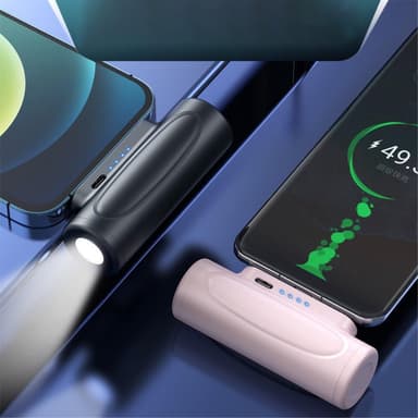 5000mAh bärbar telefonladdare USB-C Powerbank med ficklampa