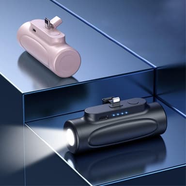 5000mAh bärbar telefonladdare USB-C Powerbank med ficklampa