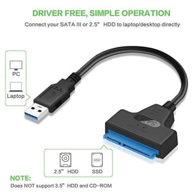 Adapterkabel SATA till USB 3.0 med hög överföringshastighet