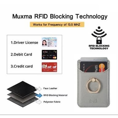 MUXMA Korthållare Ring Ställ RFID Blockerande Kreditkort - Grå