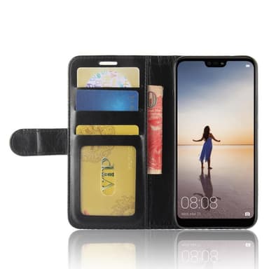 Huawei P20 Lite plånboksfodral Crazy Horse Svart