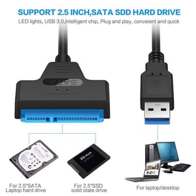 Adapterkabel SATA till USB 3.0 med hög överföringshastighet