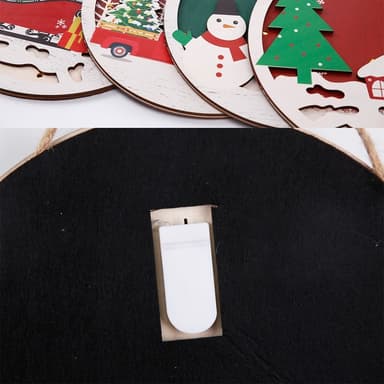 Jul Skylt Dekoration Dörr med LED-ljus - Jultomten och julgranen