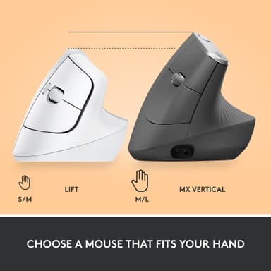Logitech Lift Vertical trådlös mus (vit)