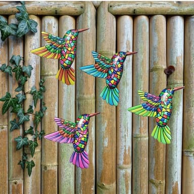 Fågel Kolibri Väggdekor Trädgård prydnad 12x13,5cm - Lila