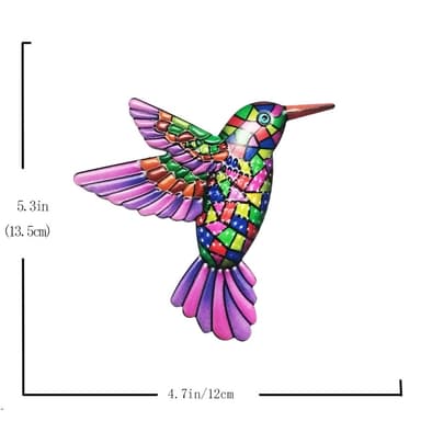 Fågel Kolibri Väggdekor Trädgård prydnad 12x13,5cm - Lila