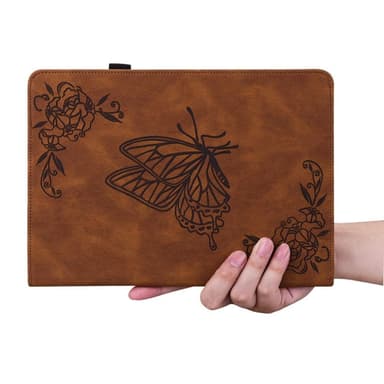 Apple iPad 10.9 2022 Vikbart fodral korthållare Fjäril - Brun