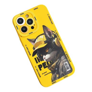 TPU telefonfodral Skal för iPhone 15 Pro Fodral Katt - Gul