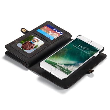 CASEME iPhone 8/7 Plus Retro Split läder plånboksfodral - Grå