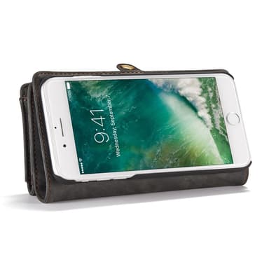 CASEME iPhone 8/7 Plus Retro Split läder plånboksfodral - Grå