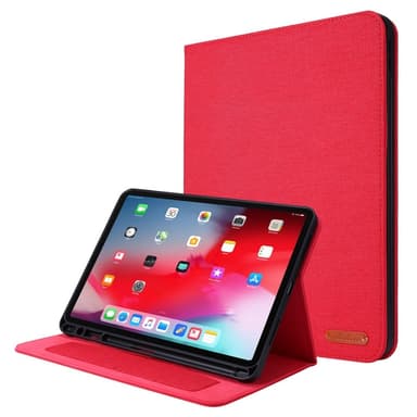 Till iPad Air 13 (2024) Vikbart fodral korthållare Tygtextur - Röd