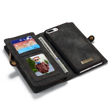 CASEME iPhone 8/7 Plus Retro Split läder plånboksfodral - Grå