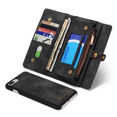 CASEME iPhone 8/7 Plus Retro Split läder plånboksfodral - Grå