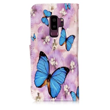 Samsung Galaxy S9 Plus Plånboksfodral - Blue Butterfly and Flower