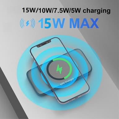 Bärbar laddare Powerbank 10000mAh QI 15W PD 20W / QC 22.5W - Vit