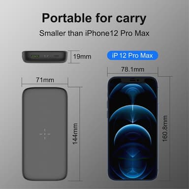 Bärbar laddare Powerbank 10000mAh QI 15W PD 20W / QC 22.5W - Vit