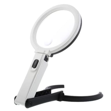 Hopfällbart stort förstoringsglas med LED lampa 2 x 120mm