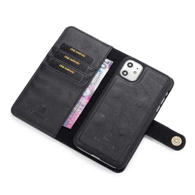DG.MING iPhone 11 Split Läder Plånboksfodral - Svart