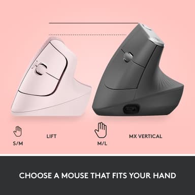 Logitech Lift Vertical trådlös mus (rosé)