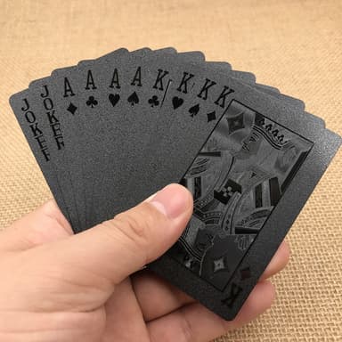 Svart Plast PVC Poker Vattentäta Spelkort Kortlek