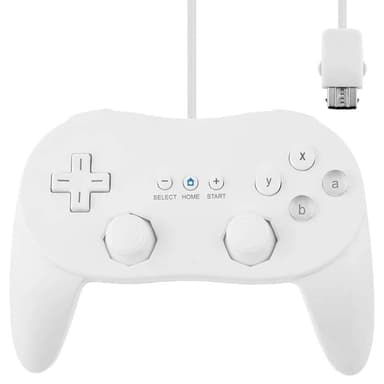 Gamepad kompatibel med Nintendo Wii,Wii U Handkontroll 1,1 m kabel - Vit