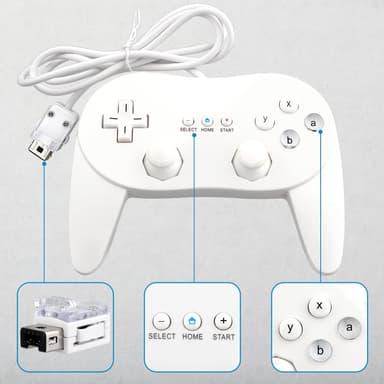 Gamepad kompatibel med Nintendo Wii,Wii U Handkontroll 1,1 m kabel - Vit
