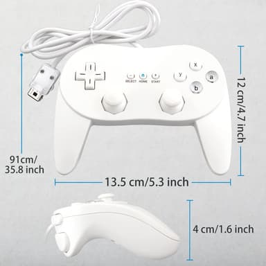 Gamepad kompatibel med Nintendo Wii,Wii U Handkontroll 1,1 m kabel - Vit