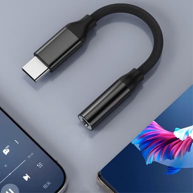 för t.ex iPhone 15 USB-C hane till 3,5mm hona AUX hörlursadapter