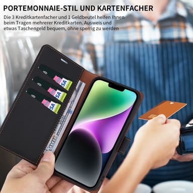 Till iPhone 15 Retro Plånboksfodral / Fodral - Svart